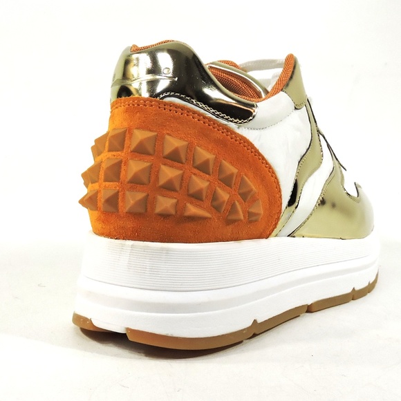 VOILE BLANCHE 🇮🇹 WOMEN'S GOLD LEATHER COMFORT FASHION SNEAKERS - Picture 5 of 8